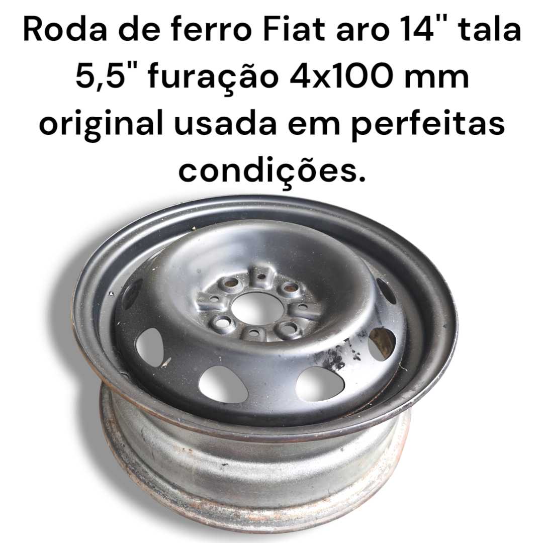 Roda ferro fiat aro 14" tala 5,5" furação 4x100 mm original