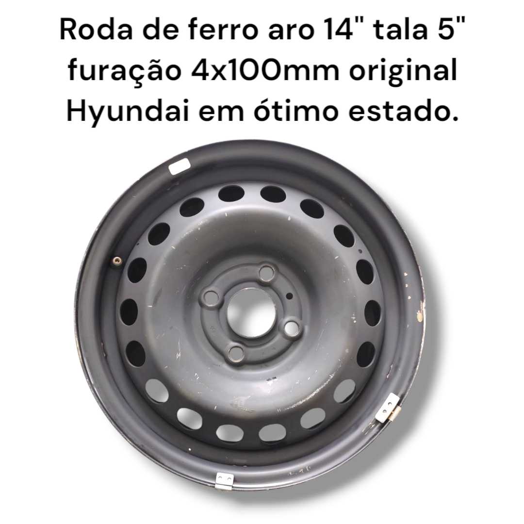 Roda Ferro Hyundai Aro 14" Tala 5" Furação 4x100 Mm Original