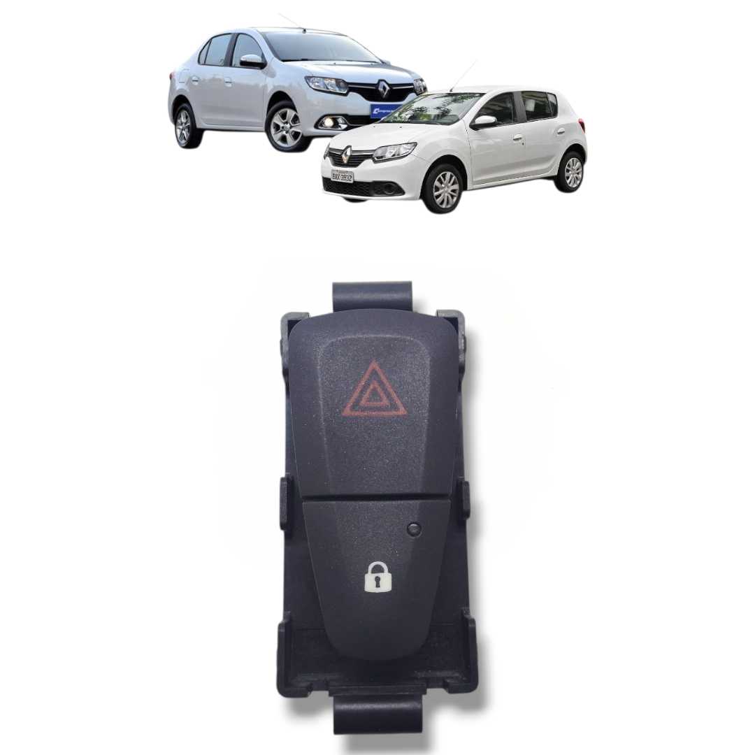 Botão alerta trava original Renault Logan 2015 a 2021