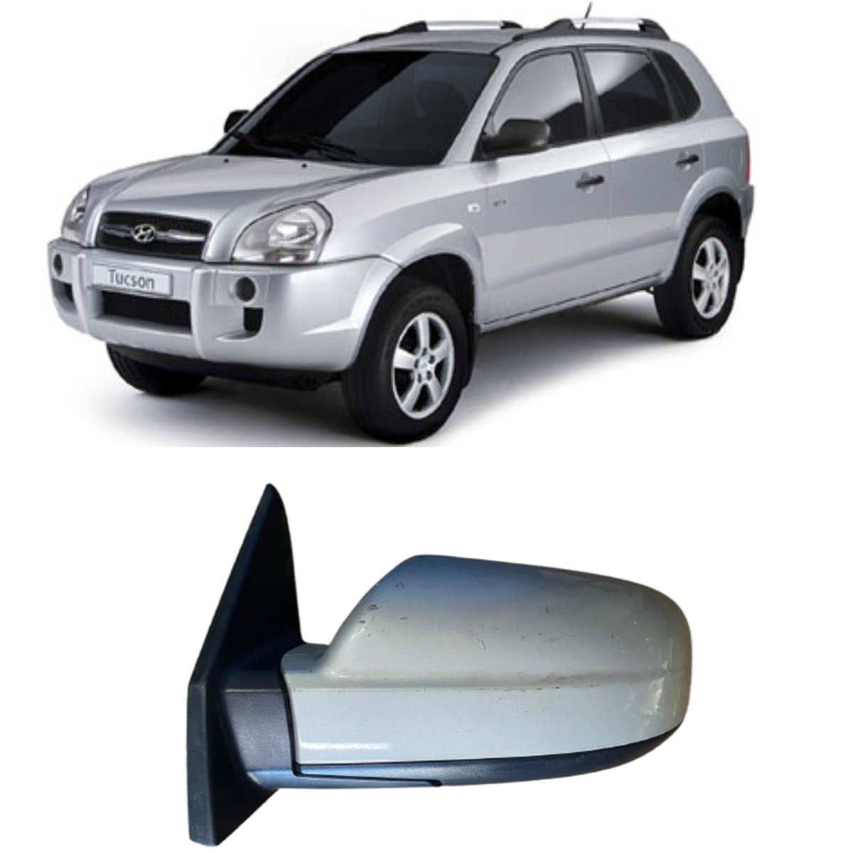 Retrovisor Esquerdo S/ Seta Tucson 2005 a 2015 Prata 7 Pino