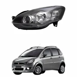 Farol Esquerdo Fiat Idea Adventure 2011 a 2016 Mascara Negra