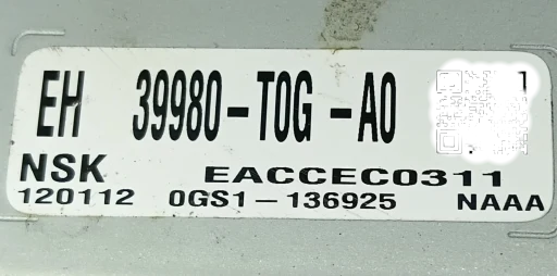 Modulo Direção Elétrica Honda Cr-v 2.0 2012 a 2016 39980-T0G-A0