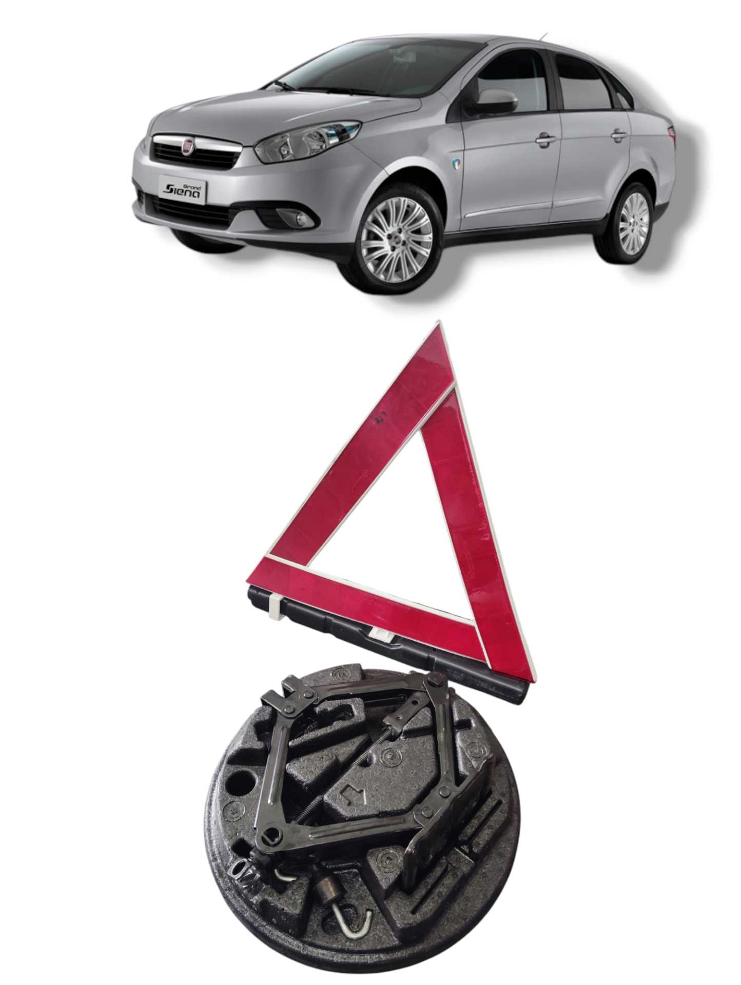 KIT MACACO CHAVE RODA TRIÂNGULO FIAT GRAND SIENA ORIGINAL 