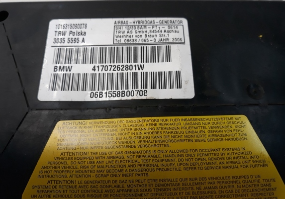Bolsa Airbag Porta Traseira Direita Bmw X5 E53 2000 A 2006