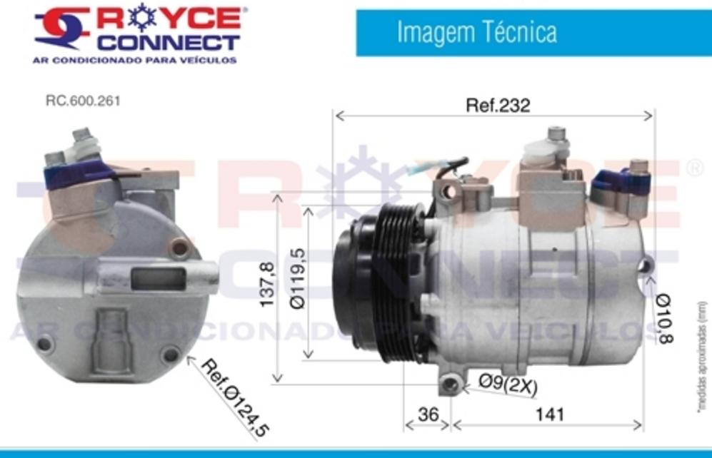 RD COMPRESSOR MODELO DENSO MERCEDES BENZ R170SKL/ CLK430/ SPRINTER/ W210/ W126/ W140 1993 ATÉ 1996 - 12 VOLTS POLIA
