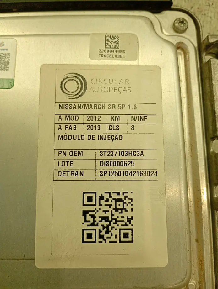 MÓDULO DE INJEÇÃO NISSAN MARCH SR 1.6 16V FLEX 2012/2013