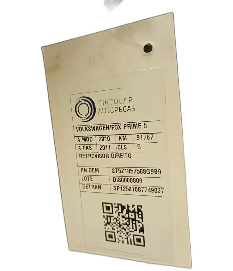 RETROVISOR DIREITO VOLKSWAGEN FOX PRIME/Higli. 1.6 FLX 10/11