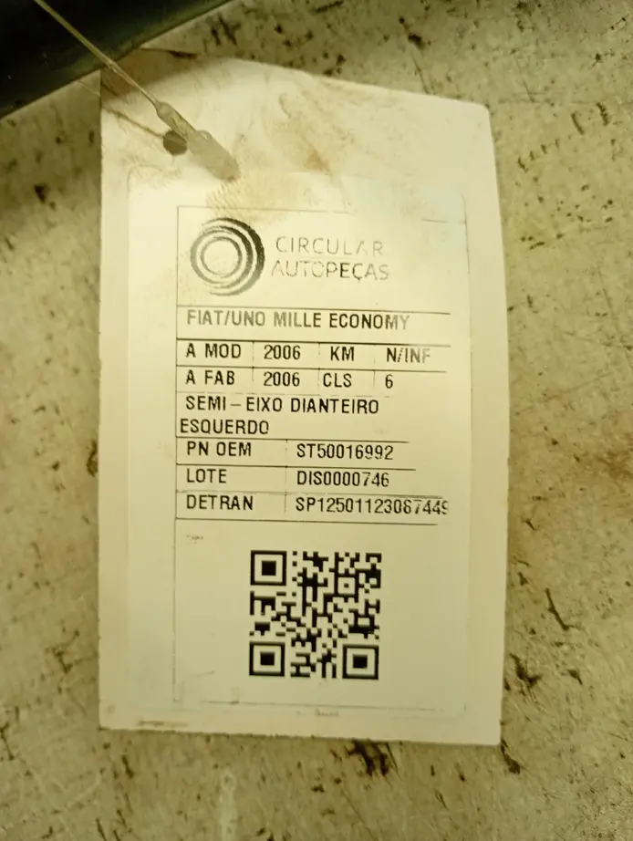 SEMI EIXO DIANTEIRO ESQUERDO FIAT UNO MILLE 1.0 2006