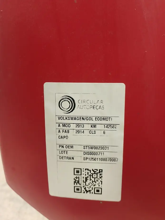 CAPÔ VERMELHO VOLKSWAGEN GOL ECOMOTION MI 2013/2014