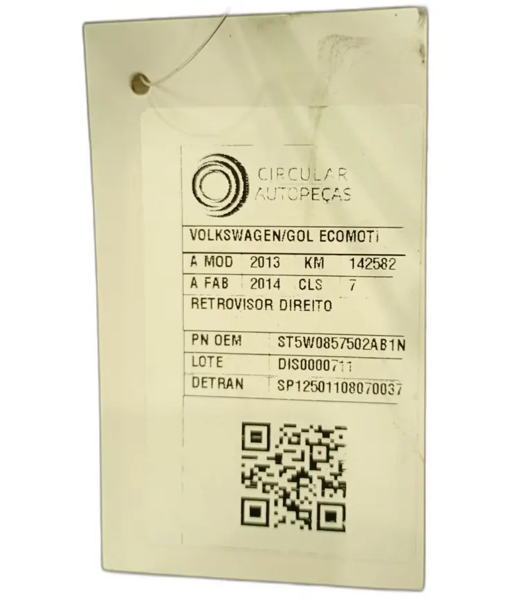 RETROVISOR DIREITO VOLKSWAGEN ECOMOTION 1.0 MI FLEX 13/14