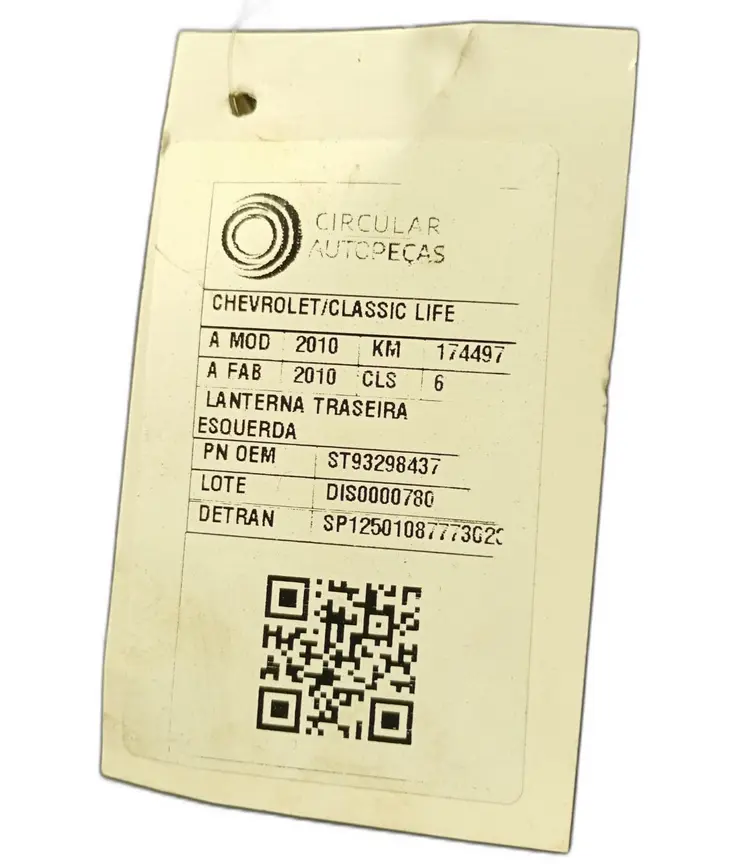 LANTERNA TRASEIRA ESQUERDA CHEVROLET CLASSIC LIFE/LS 2010