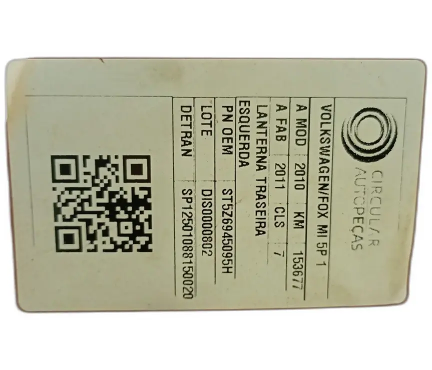 LANTERNA TRASEIRA ESQUERDA VOLKSWAGEN FOX 1.6 MI 2010/2011