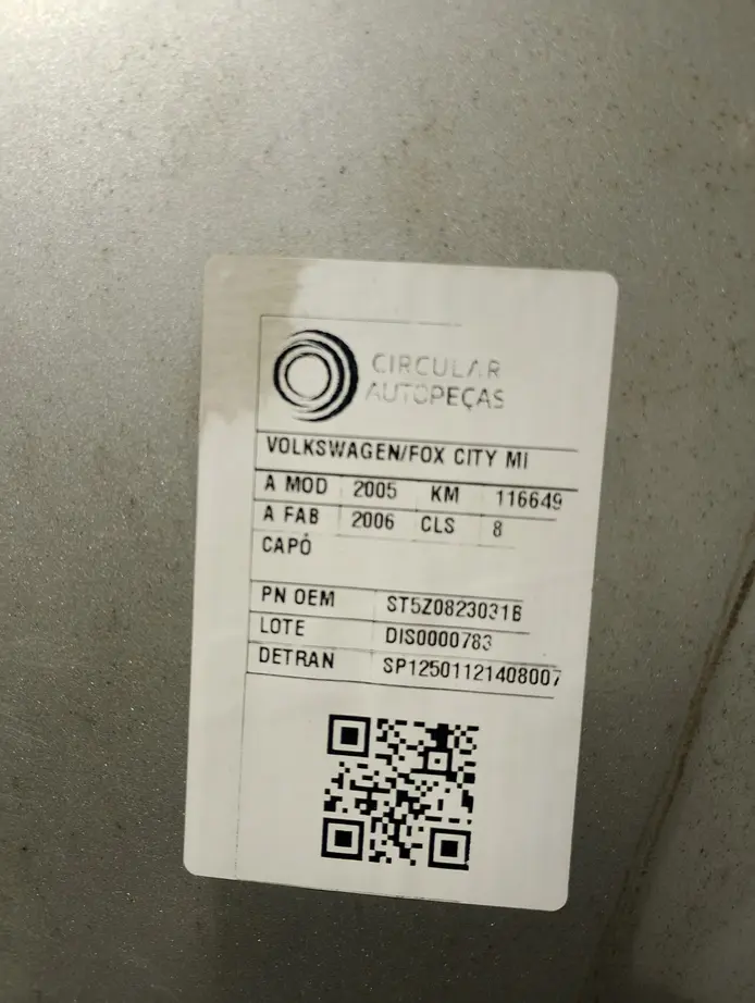 CAPÔ VOLKSWAGEN FOX CITY 1.0 MI/ 1.0MI TOTAL FLEX 05/06