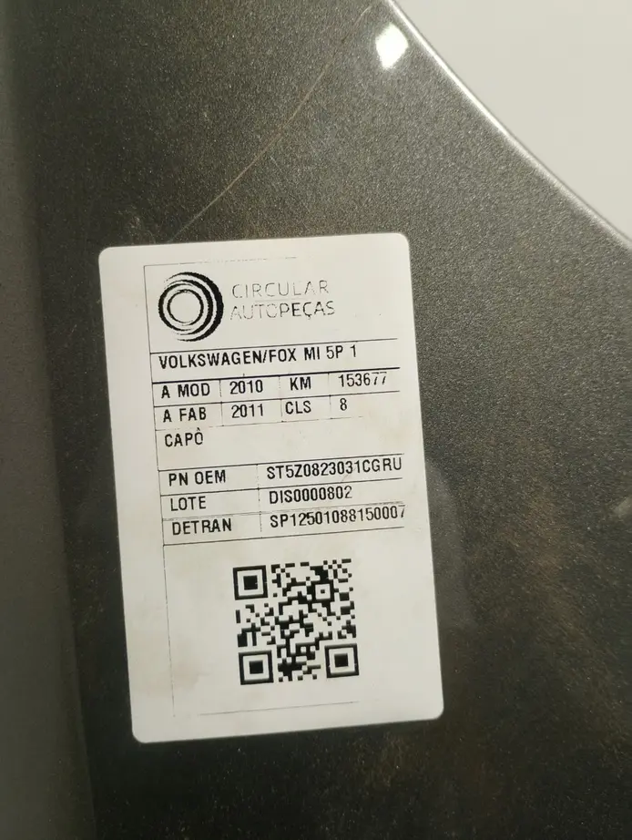 CAPÔ VOLKSWAGEN FOX 1.6 MI TOTAL FLEX 8V 2010/2011