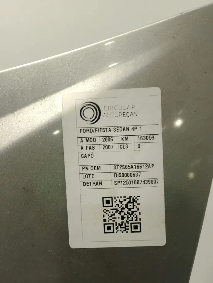 CAPÔ PRATA FORD FIESTA SEDAN 2006/2007