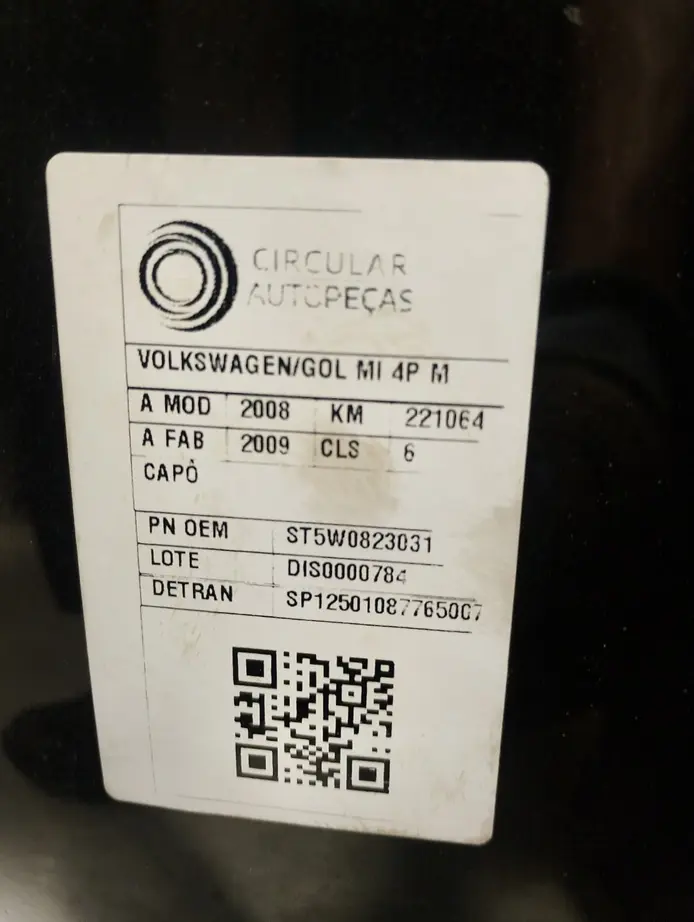 CAPÔ VOLKSWAGEN GOL (NOVO) 1.0 MI TOTAL FLEX 8V 08/09