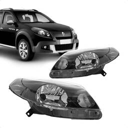 Farol Esquerdo Sandero 2012 2013 a 2014 Masc Negra