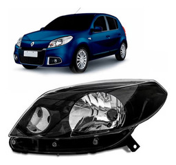 Farol Esquerdo Renault Sandero 2012 2014 Mascara Negra