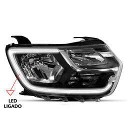 FAROL DIREITO DUSTER 2021 2024 MANUAL COM LED COM REATOR