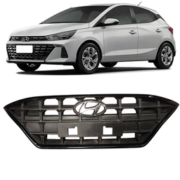 Grade Radiador Com Friso Preto + Emblema HB20 2020 2021 2022