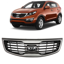 Grade Radiador Friso Prata +Emblema Sportage 11 a 16 Detalhe