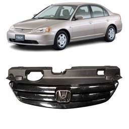 Grade Radiador C/ Emblema Civic 2001 a 2003 Preto C/ Detalhe