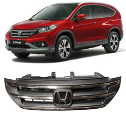 Grade Radiador C/ Friso Cromado + Emblema CRV 2012 2013 2014