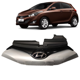 Grade Radiador Com Suporte HB20 2012 a 2015 Prata C/ Detalhe