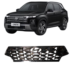Grade Radiador Com Emblema New Creta 2022 a 2025 Black Piano