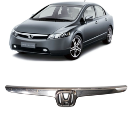 Friso Cromado Grade Radiador Civic 2007 2008 Com Emblema