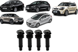 Jogo 4 Bobinas Ignicao HB20 Cerato I30 Soul Creta 1.6 2008/ 