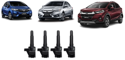 Jogo 4 Bobinas Ignicao Fit City WRV 1.5 2015 2016 a 2021