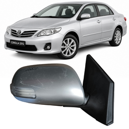 Retrovisor Direito Corolla 2009 a 2014 Prata C/Pisca 7 Pinos