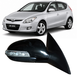 Retrovisor Direito I30 2009 a 2012 Preto C/ Pisca 8 Pinos