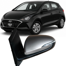 Retrovisor Esquerdo HB20 2020 a 2025 Cinza C/ Pisca 5 Pinos