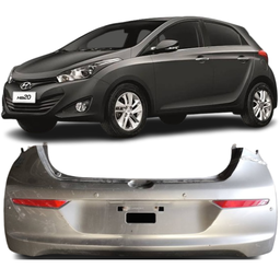 Parachoque Tras Completo HB20 Hatch 16 a 19 C/ Detalhe Prata