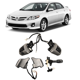 Kit Botao Controle Volante Corolla 2009 a 2014 C/ Chicote