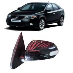Retrovisor Esquerdo Cerato 2009 2011 Preto C/ Pisca 6 Pinos