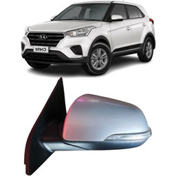 Retrovisor Esquerdo Creta 2017 a 2024 Prata C/ Pisca 7 Pinos