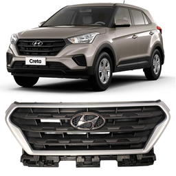 Grade Radiador Com Friso Prata + Emblema Creta 2017 a 2019