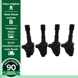 JOGO 4 BOBINA IGNIÇÃO HONDA FIT CITY 1.4 1.5 FLEX 2009/2014