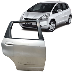 PORTA TRASEIRA DIREITA FIT 2009 2010 A 2014 PRATA C/ DETALHE
