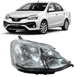 Farol Cromado Com Carcaca Preta Etios 2012 a 2021 Direito