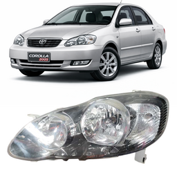 Farol Masc Negra + Foco Cromado Corolla 2003 a 2008 Esquerdo