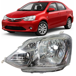 Farol Cromado Com Carcaca Cinza Etios 2012 a 2021 Esquerdo