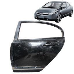 PORTA TRASEIRA ESQUERDA CIVIC 2007 A 2011 PRETO C/ DETALHE