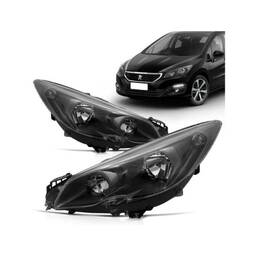 FAROL ESQUERDO PEUGEOT 308 408 2016 2017 A 2019 MASC NEGRA