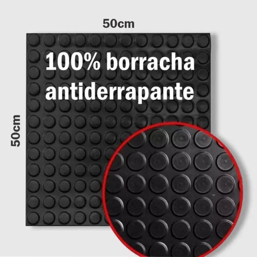 KIT 4 PEÇAS TAPETE PISO MOEDA 50X50 BORRACHA PVC PASTILHADO PRETO MOEDA/PASTILHADO