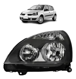 FAROL ESQUERDO CLIO 2004 A 2012 MASC NEGRA TYC