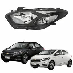 Farol Esquerdo Onix Prisma 2013 a 2019 cromado Masc Negra